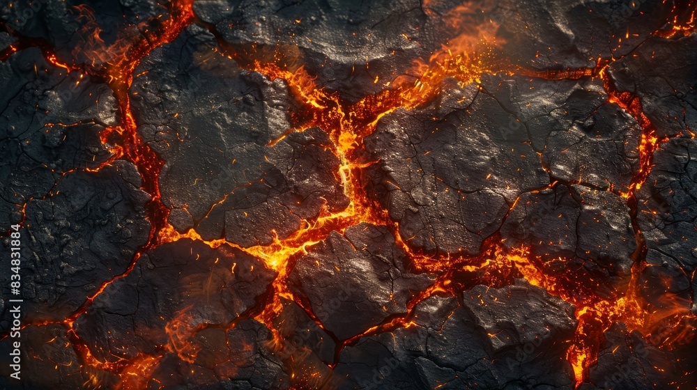 Lava from a volcano flows slowly over rocks. Lava from a volcano flows slowly over rocks.