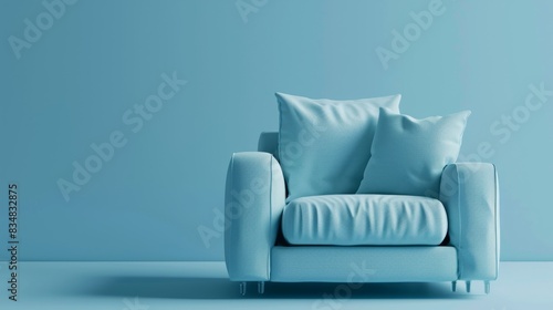 Stylish Blue Armchair with Cushions