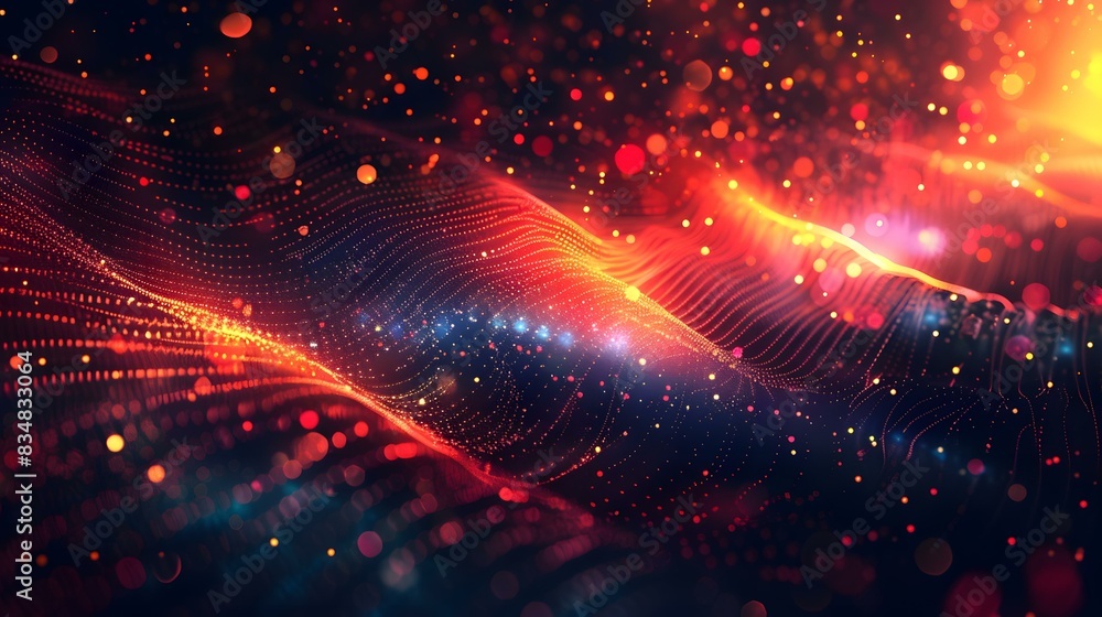 Fototapeta premium Red and Blue Wavy Particle Background