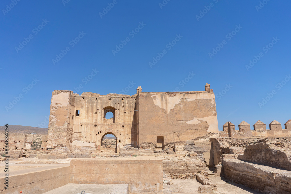 The fortifications of the Alcazaba in the city of Almeria under the intense heat of a summer The fortifications of the Alcazaba in the city of Almeria under the intense heat of a summer