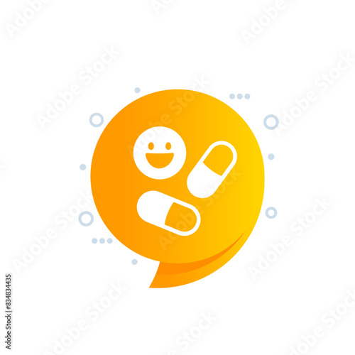 antidepressant pills vector icon, depression treatment