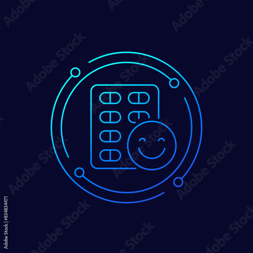 antidepressant pills icon, linear design