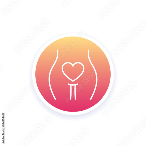 Libido icon with a woman body, line vector