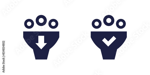 suction or absorption icons, pictograms on white