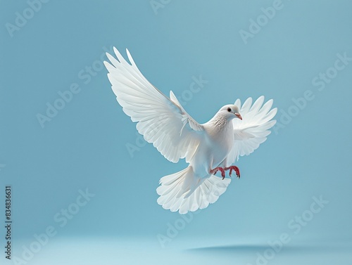 White pigeon soaring through air photo