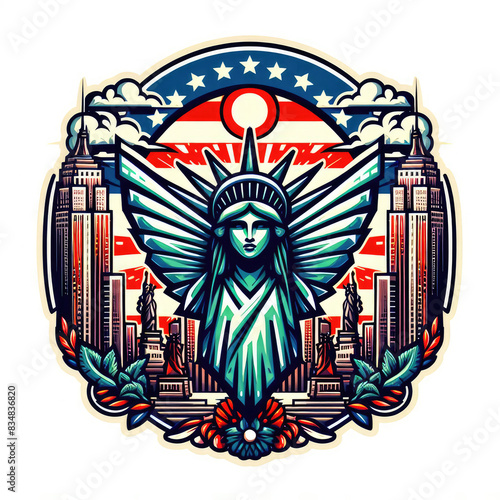 4th of July Independence Day of America logo and background