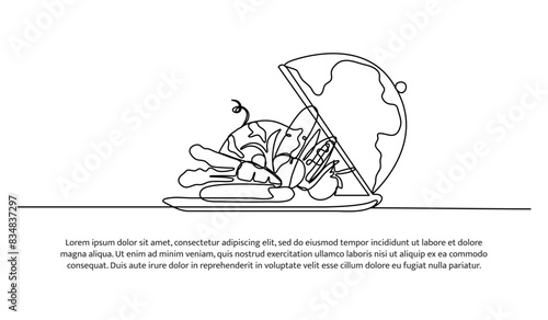 Continuous one line design of world safety food day.Minimalist style vector illustration on white background.
