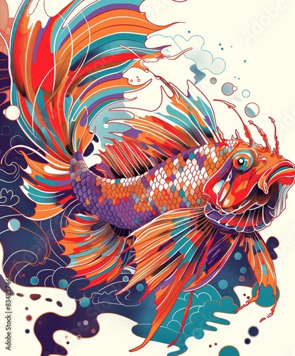 Colorful lionfish with vibrant stripes and spotted fins