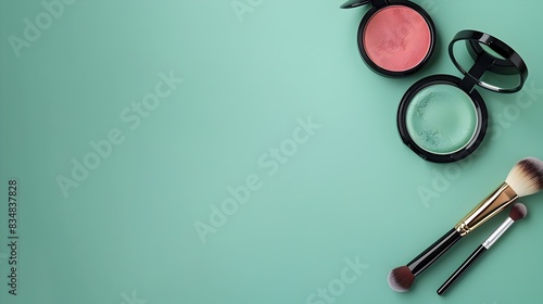 Carnival Atmosphere Meets Minimalist Cosmetics on Sage Green Background