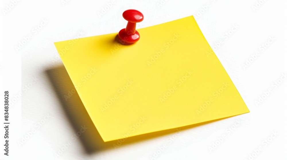 Yellow sticky post it notew with pin isolated on white background Yellow sticky post it notew with pin isolated on white background