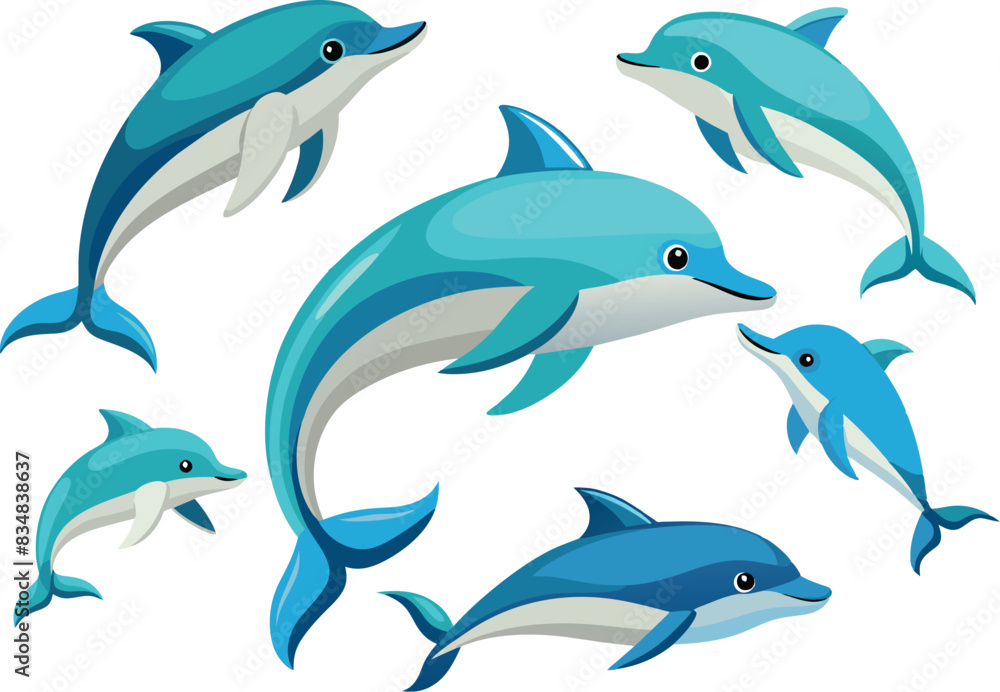 Cartoon drawing dolphins in the seascape- Cartoon drawing dolphins in the seascape-