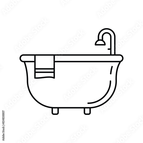 bathtub icon with white background vector stock illustration