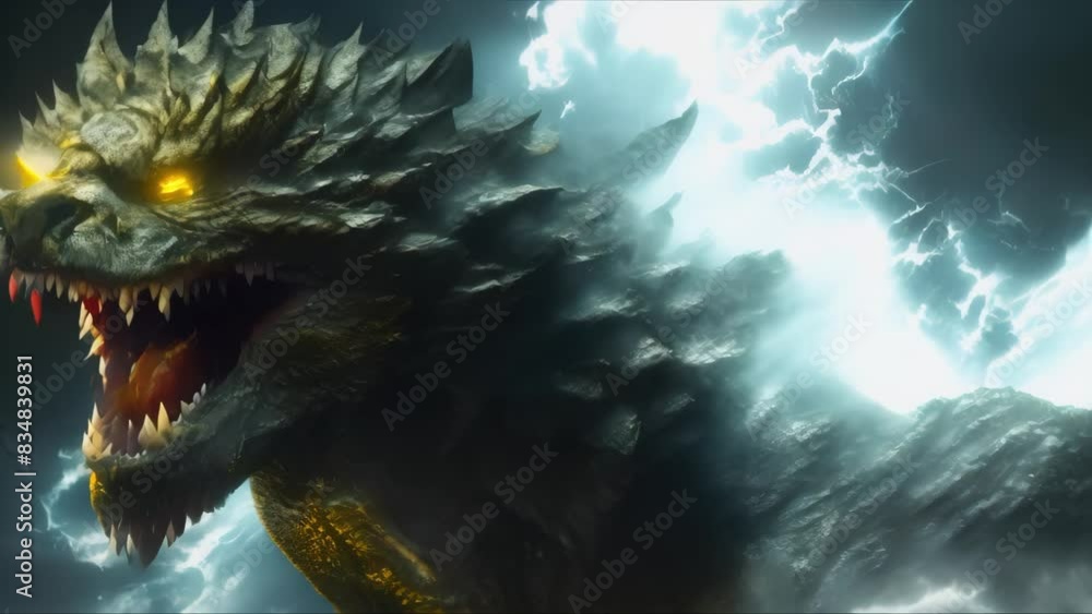 Godzilla An ancient monster empowered by nuclear radiation, starring