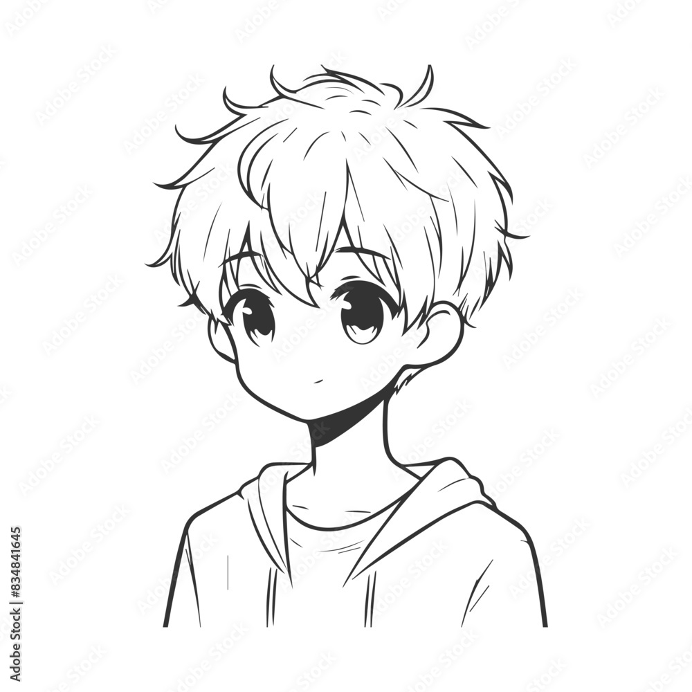 anime boy vector illustration hand-drawn cartoon character manga style