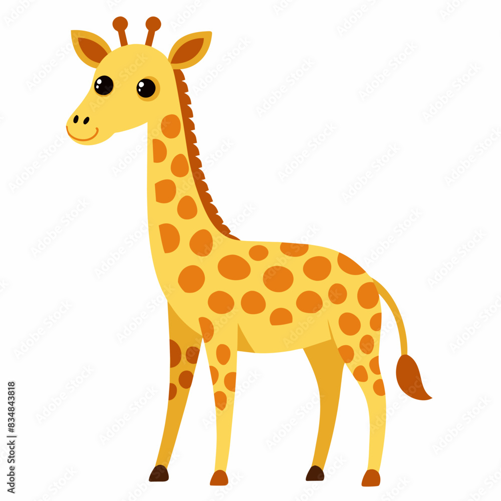 Fototapeta premium Cartoon giraffe illustration for kids, with a friendly and adorable character in a playful style