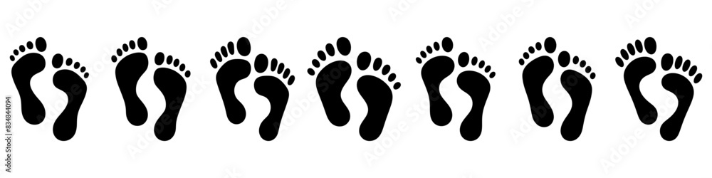 Foot prints icon set. Human footprints icon isolated on white. Vector illustration Foot prints icon set. Human footprints icon isolated on white. Vector illustration
