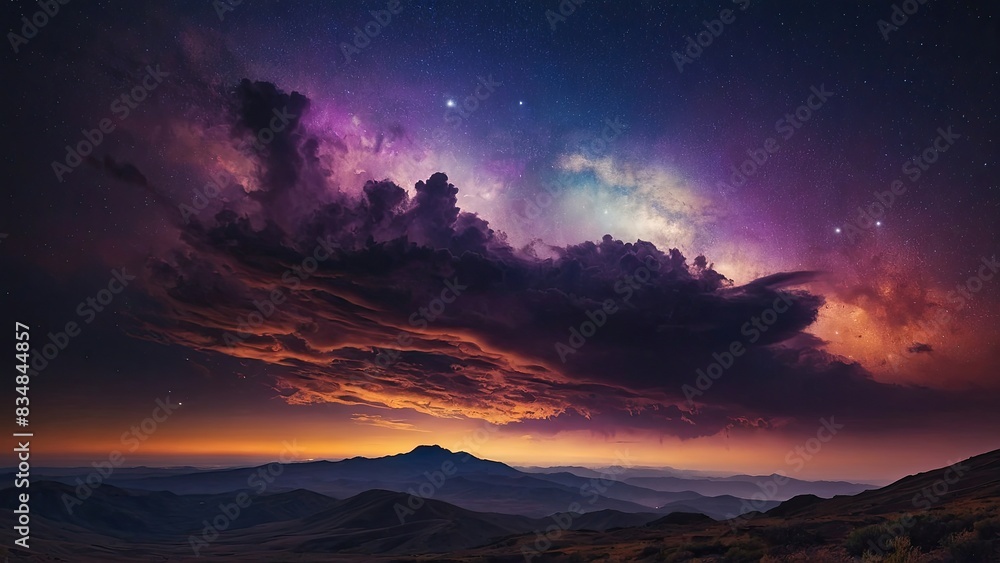 Naklejka premium Multicolored painted nebula