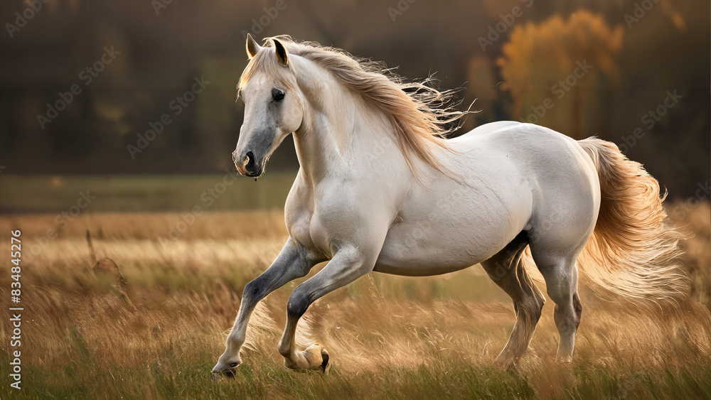 horse portrait with flowing mane and elegant posture in a field horse portrait with flowing mane and elegant posture in a field
