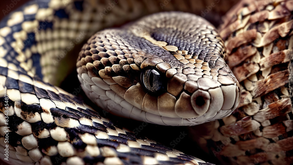 Fascinating snake portrait showcasing intricate patterns and textures Fascinating snake portrait showcasing intricate patterns and textures