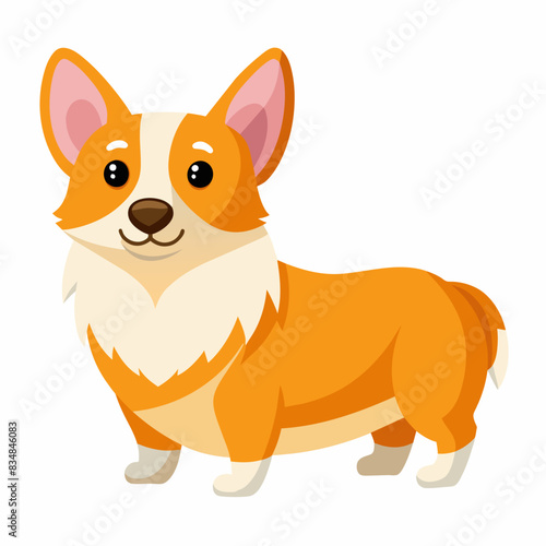Imagine a cute Corgi, a friendly cartoon dog with short legs and big ears, spreading happiness