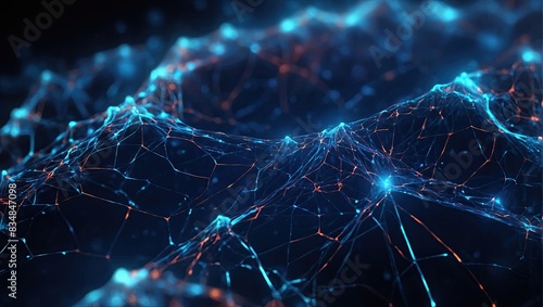 Abstract futuristic technology with polygonal shapes on dark blue background