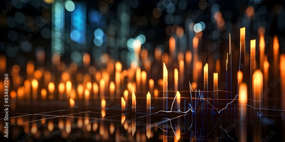 Stock market index chart displayed digitally on a glowing dark