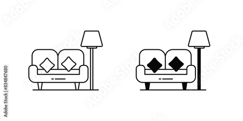 sofa icon with white background vector stock illustration