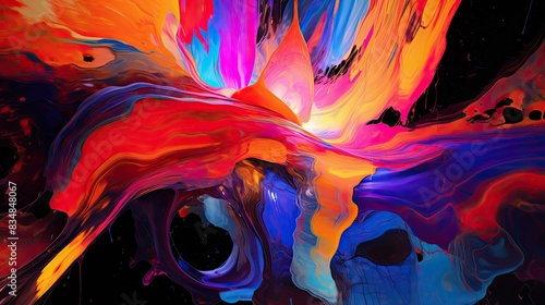 Abstract neon fractal wallpaper with space background