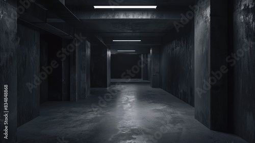 An old factory with dark, empty rooms and hallways