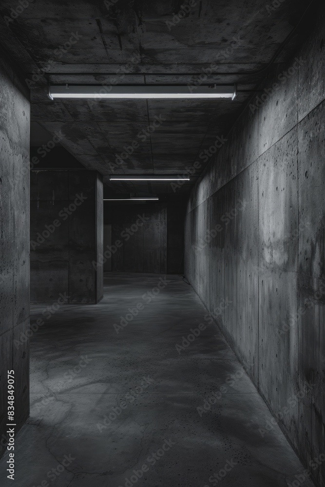 Fototapeta premium An old factory with dark, empty rooms and hallways