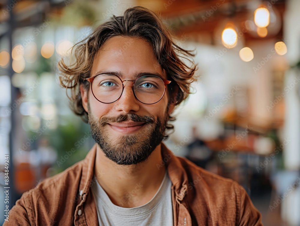 Fototapeta premium Smiling man with glasses and beard