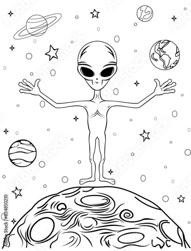 children's coloring book of cartoon aliens  