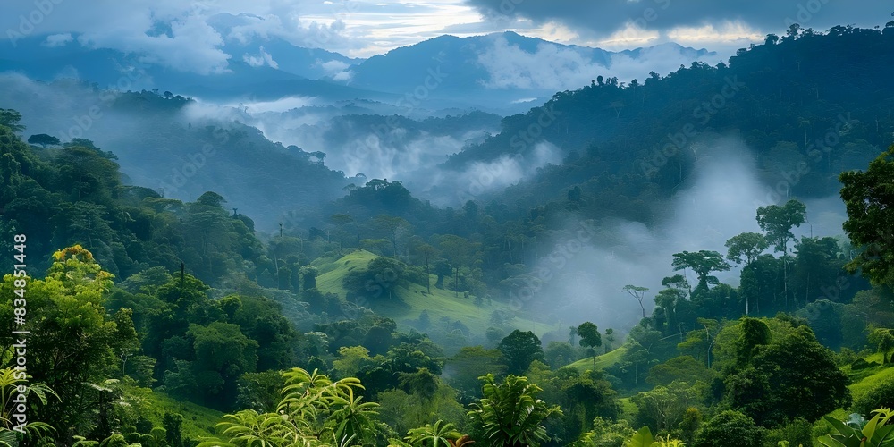 Obraz premium Global deforestation threatens Earths ability to regulate temperature and maintain biodiversity. Concept Deforestation, Climate Change, Biodiversity Loss, Environmental Impact