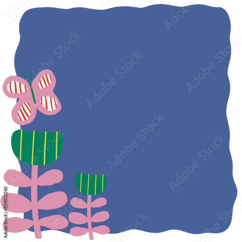 Abstract flowers - green flower with purple blank card