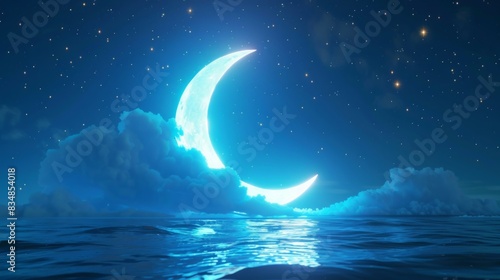 glowing moon with a calming aura fantasy beautiful background wallpaper, meditation sleep concept