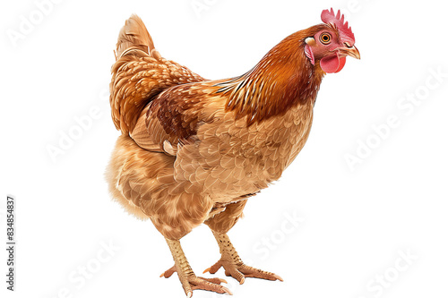 Brown Hen Standing, Isolated on Transparent Background, PNG