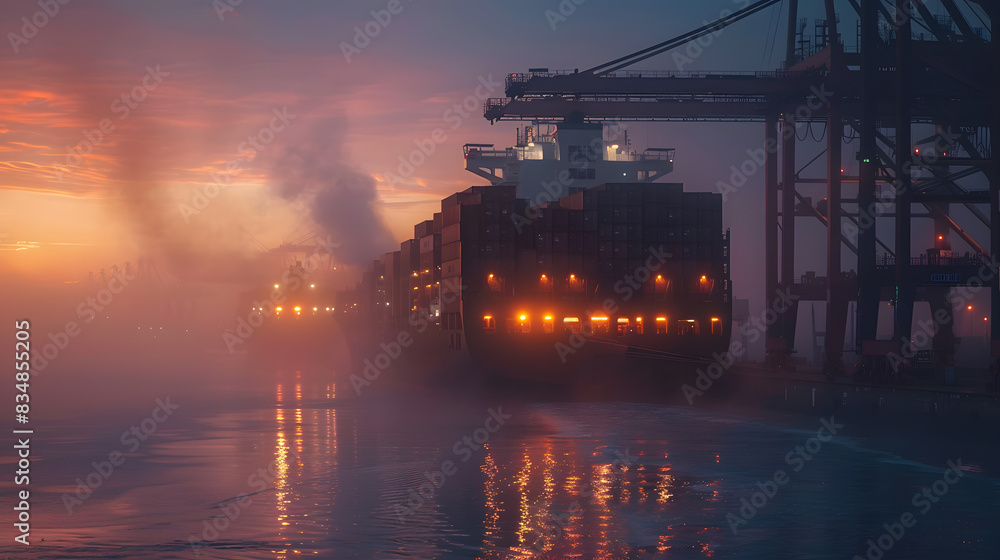 A ship for transporting cargo containers and also unloading it at the docks of a cargo port. AI Generated A ship for transporting cargo containers and also unloading it at the docks of a cargo port. AI Generated