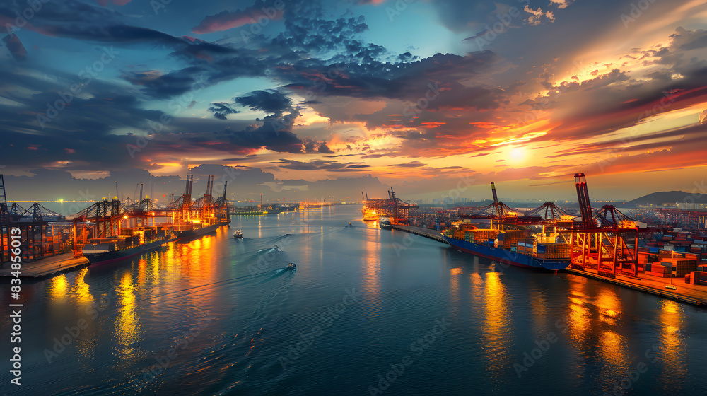 A ship for transporting cargo containers and also unloading it at the docks of a cargo port. AI Generated A ship for transporting cargo containers and also unloading it at the docks of a cargo port. AI Generated