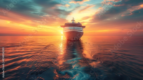 A cruise liner at sunset img photo