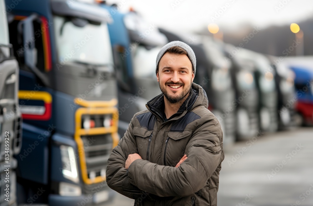 Happy Truck Driver in Winter Happy Truck Driver in Winter