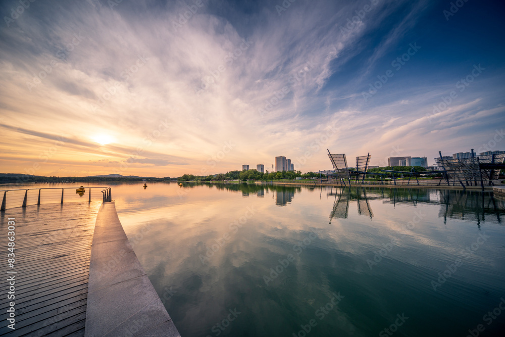 Tranquil Lakeside at Sunset Reflection Tranquil Lakeside at Sunset Reflection