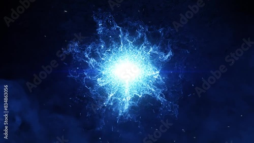 Energetic Blue Light Explosion with Dynamic Swirls