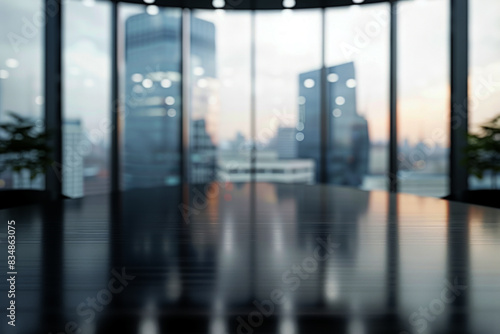 Blurred background of a modern office interior with panoramic windows  © Edgar Martirosyan