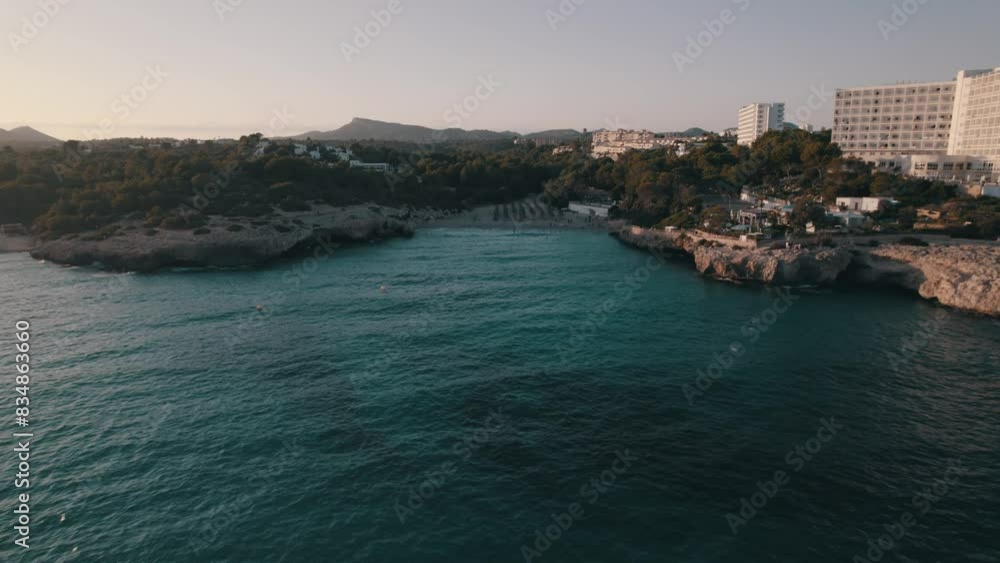 4K Sunset Over Mallorca: Aerial Beach Horizon 4K Sunset Over Mallorca: Aerial Beach Horizon