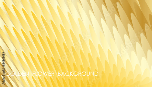 Horizontal gold petal flower abstract background with macro blooming plant, cover, site presentation in HD format. UI template layout for web design of internet products. Vector banner