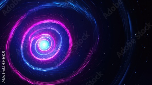 Blue abstract background with spiral circle lines, technology futuristic template