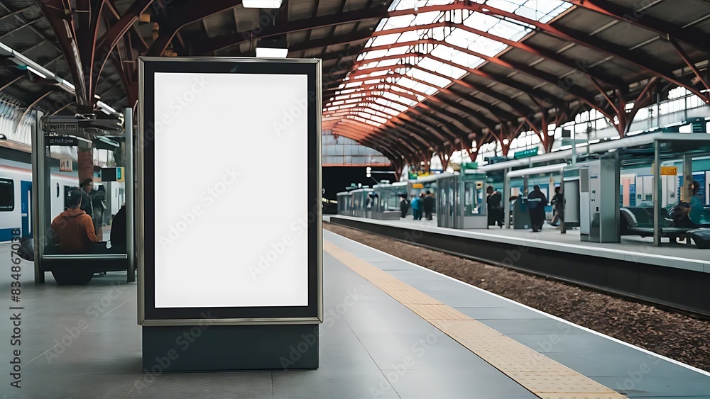 blank white advertisement board train station platforms commuters travelers blank white advertisement board train station platforms commuters travelers