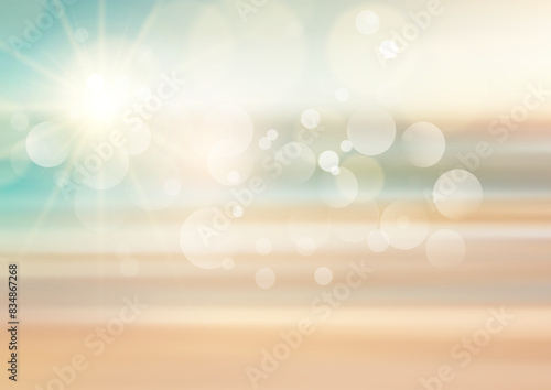 beach themed abstract blur background with sunshine 