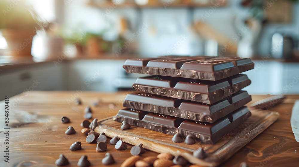 Close up delicious chocolate bar. Appetizing chocolate made from natural cocoa Close up delicious chocolate bar. Appetizing chocolate made from natural cocoa