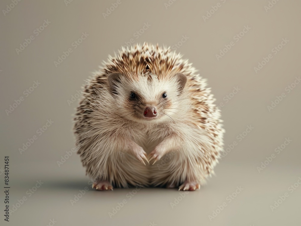 A cute hedgehog curled up slightly, its spiky quills and curious face captured beautifully in the studio. A cute hedgehog curled up slightly, its spiky quills and curious face captured beautifully in the studio.